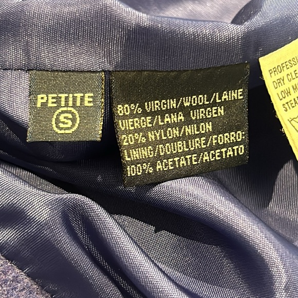 Vintage LizSport Petite Wool Blend Blazer, Periwinkle, Women size S Petit - Picture 9 of 15